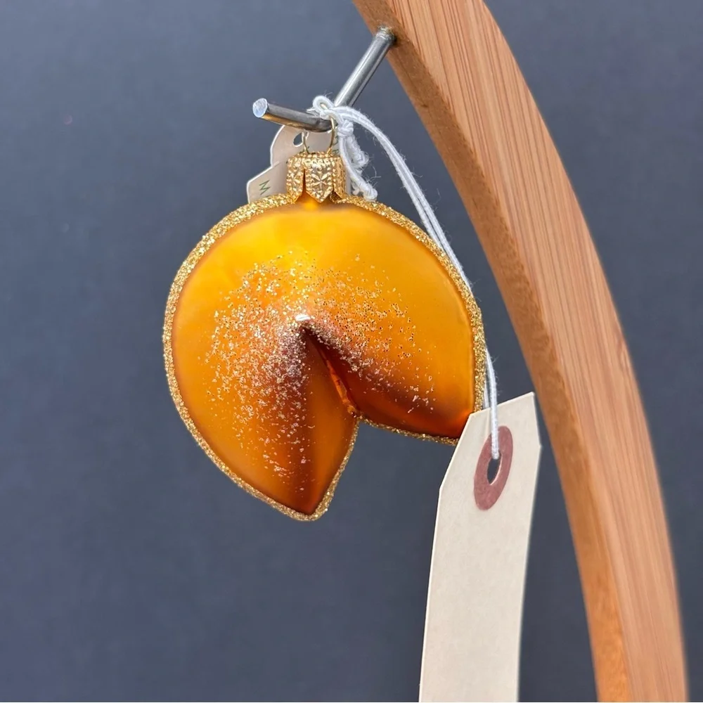 Anthropologie x Terrain Mouth Blown Glass Fortune Cookie Christmas Ornament New